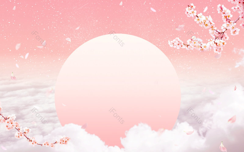 梦幻唯美粉色樱花云彩樱花季节背景,插画/手绘图,插画/手绘图库,插画/手绘图下载,插画/手绘